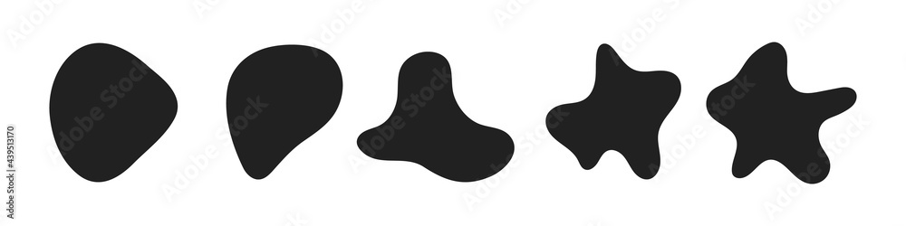 Random abstract liquid organic black irregular blotch shapes flat style design fluid vector illustration set banner simple shape template for presentation design, flyer, isolated on white background. Random abstract liquid organic black irregular blotch shapes flat style design fluid vector illustration set banner simple shape template for presentation design, flyer, isolated on white background.