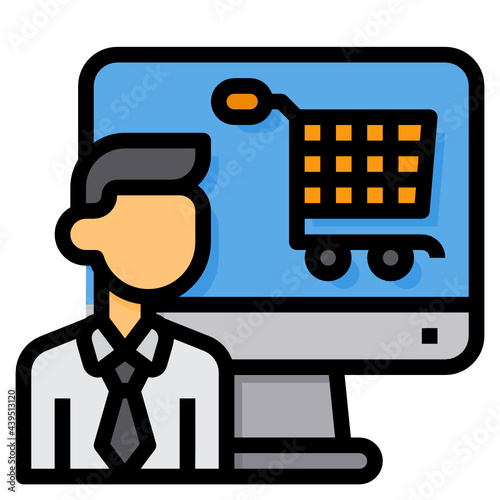 Online Shopping line icon