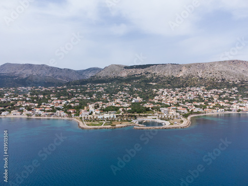 Aerial view of city and port in Chios island, Greece