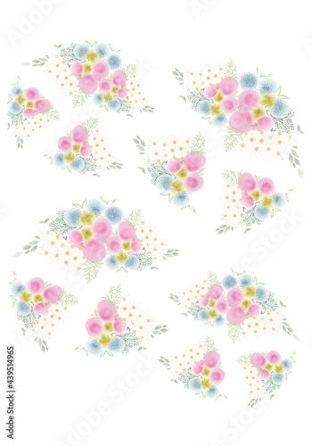 abstract floral background,Cute bouquets for fabric,wallpaper,wedding and gift wrap.
