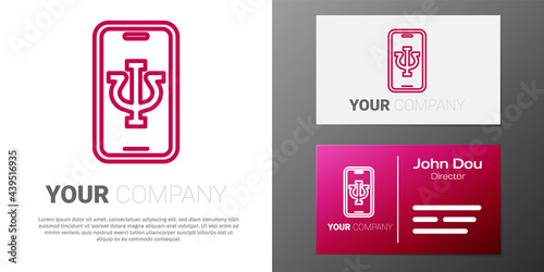 Logotype line Online psychological counseling distance icon isolated on white background. Psychotherapy, psychological help, psychiatrist online consulting. Logo design template element. Vector