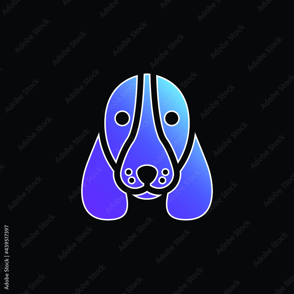 Basset Hound Dog Head blue gradient vector icon Basset Hound Dog Head blue gradient vector icon