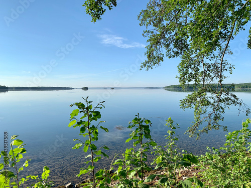 Russia, Chelyabinsk region.Beautiful Lake Uvildy in sunny spring weather photo