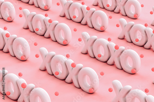 XOXO - Hugs and kisses abbreviation- 3D render of the word 