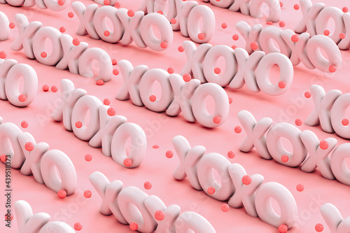 XOXO - Hugs and kisses abbreviation- 3D render of the word 