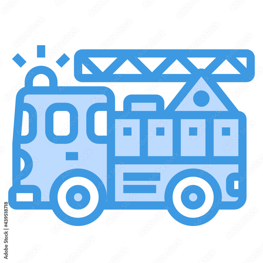 Fire Truck blue line icon Fire Truck blue line icon