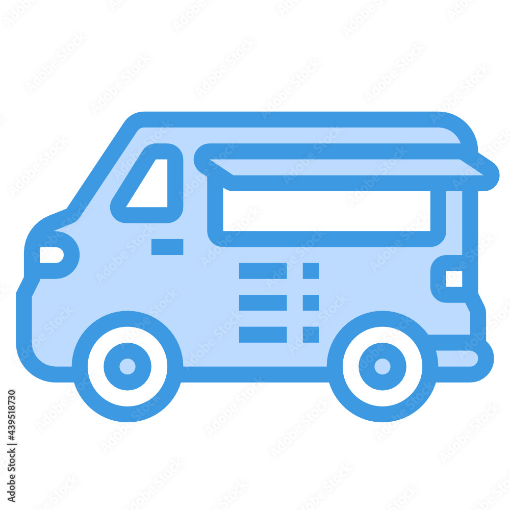 Food Truck blue line icon