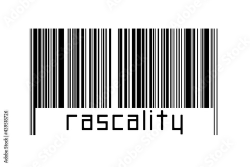 Barcode on white background with inscription rascality below photo