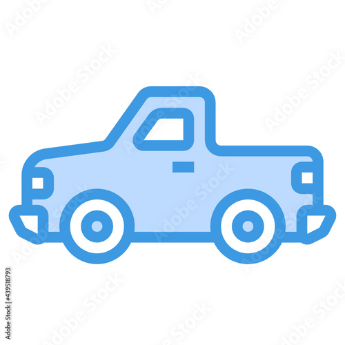 Pickup Truck blue line icon