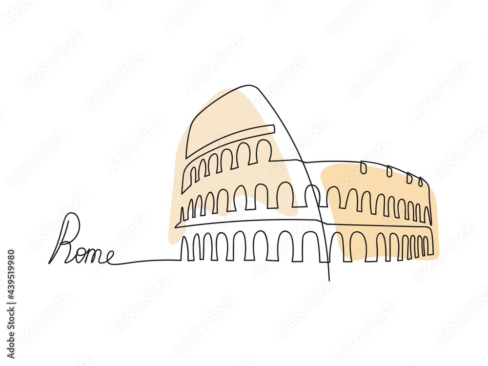 Colosseum illustration. One line art. Single line Colosseum Colosseum illustration. One line art. Single line Colosseum