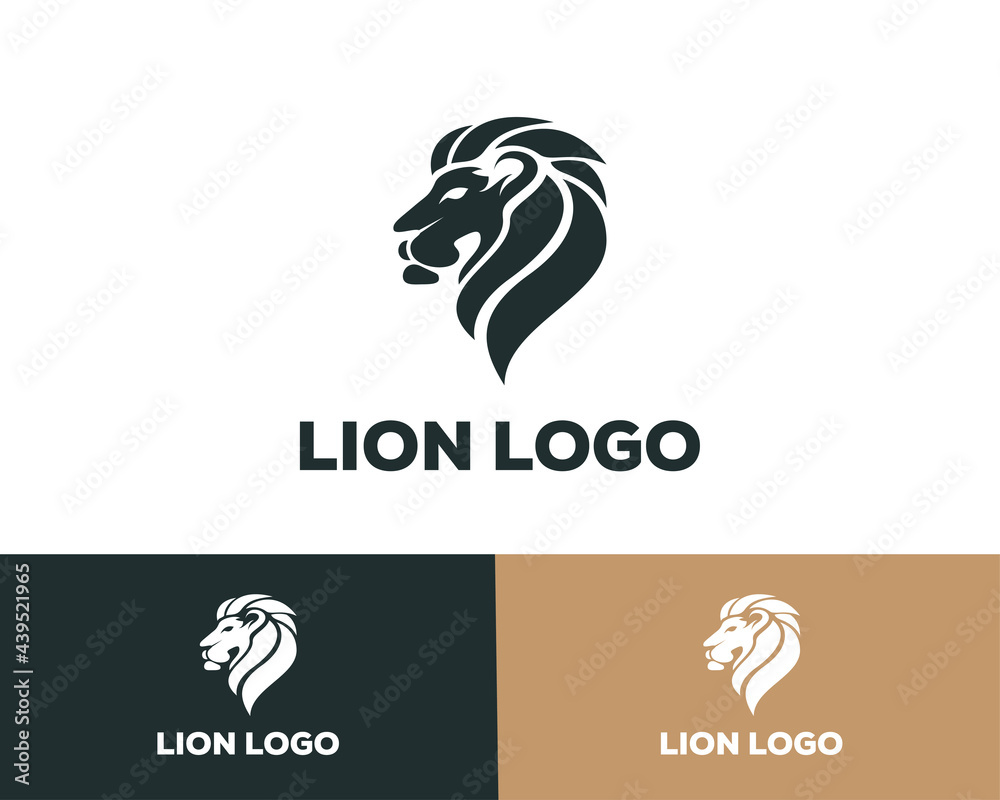 lion logo head creative design template