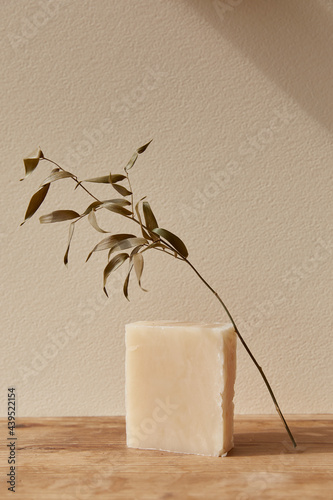 A bar of soap with a branch 