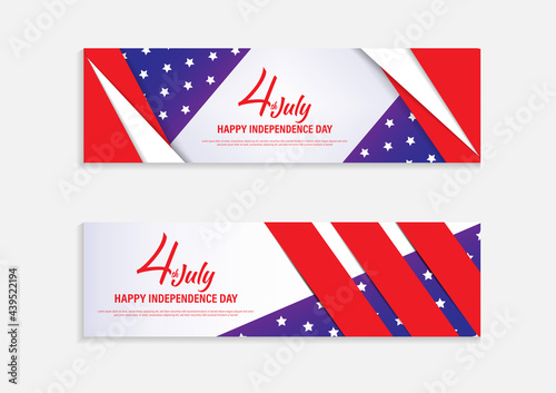 4th of July United States of America Independence day web banner template.