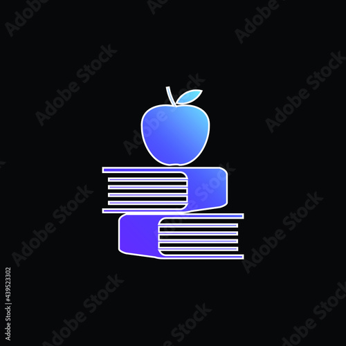 Apple And Books blue gradient vector icon © LIGHTFIELD STUDIOS