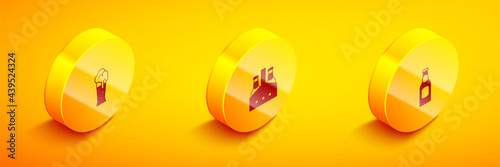 Set Isometric Glass of beer, Pack bottles and Beer icon. Vector
