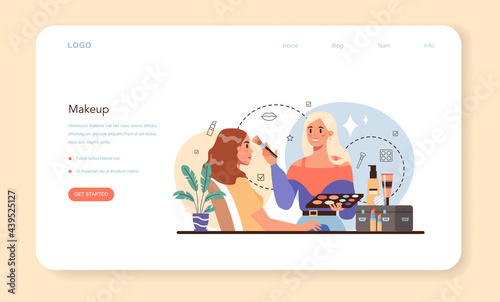 Make up artist web banner or landing page. Professional artist doing