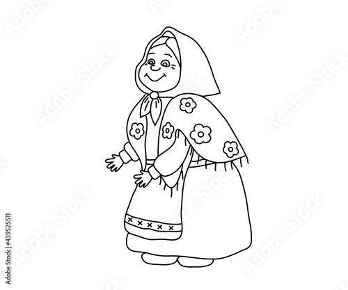A kind old woman on a white background. Cartoon. Vector illustration.