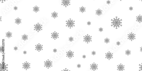 Winter seamless pattern with grey snowflakes on white background. Vector illustration for fabric, textile wallpaper, posters, gift wrapping paper. Christmas vector illustration. Falling snow