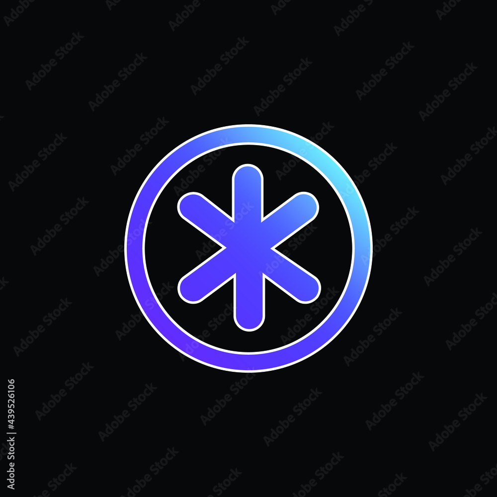 Obraz premium Asterisk Star Symbol In Circular Button blue gradient vector icon