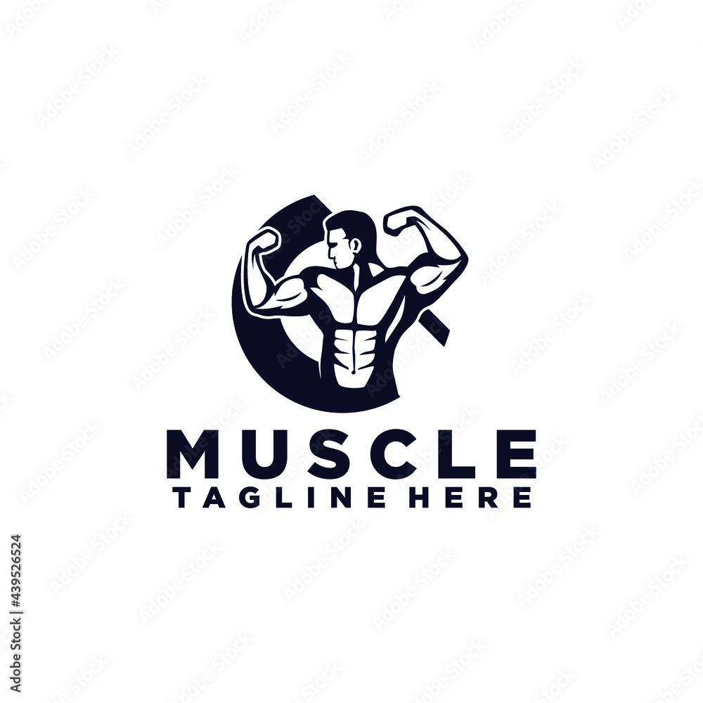 Sport muscle logo vector concept