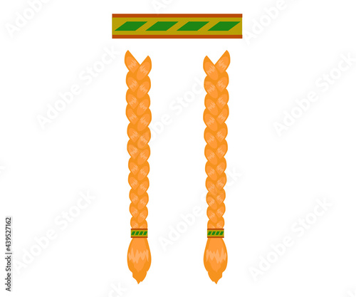 Women's braids on a white background. Symbol. Vector illustration.