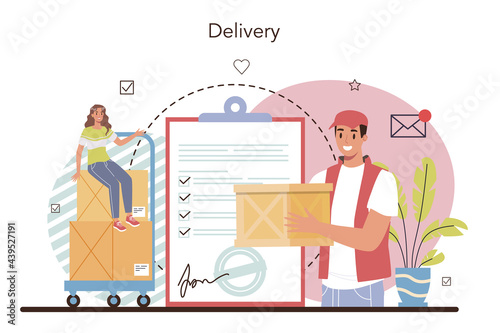 Postman profession. Post office staff providing mail service