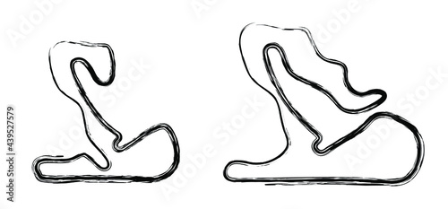 Zandvoort circuit, the Netherlands ( f1; formula ). Dutch grand prix race track for motorsport and autosport. Vector, line pattern. Top view.