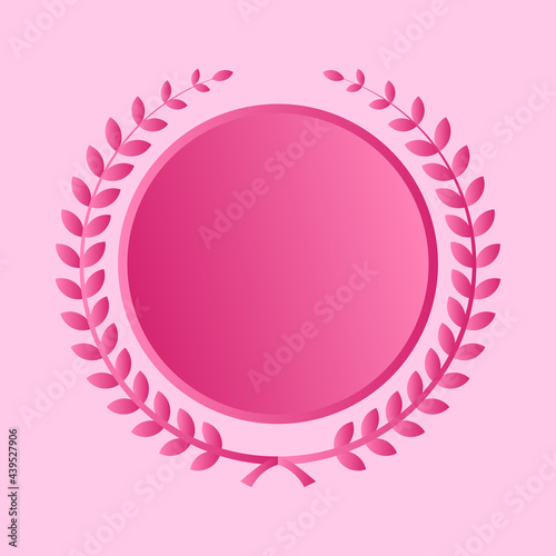 Pink seal, best selected metal badge quality medal in pink color. vector illustration