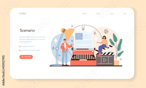 Screenwriter web banner or landing page. Playwright create a screenplay