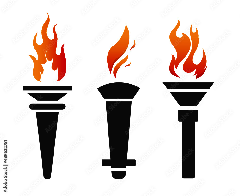torch Black Collection symbol illustration abstract design on Background torch Black Collection symbol illustration abstract design on Background
