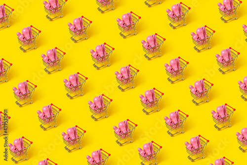 Flatlay of light bulbs in shopping carts