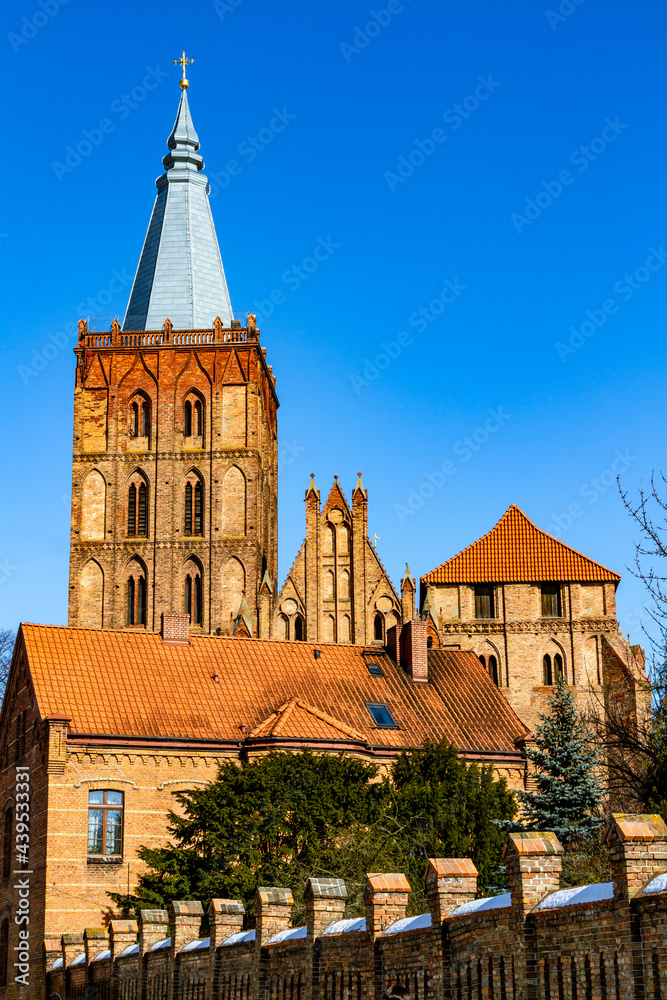 Medieval tower of the Gothic Church of the Assumption of the Blessed Virgin Mary in Chelmno, Poland