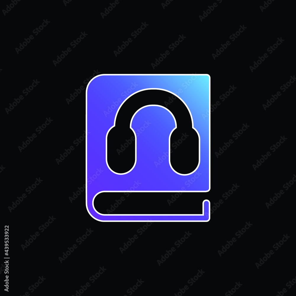 Book With Headphones Symbol blue gradient vector icon Book With Headphones Symbol blue gradient vector icon