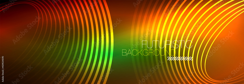 Dark abstract background with glowing neon circles. Trendy layout template for business or technology presentation, internet poster or web brochure cover, wallpaper Dark abstract background with glowing neon circles. Trendy layout template for business or technology presentation, internet poster or web brochure cover, wallpaper