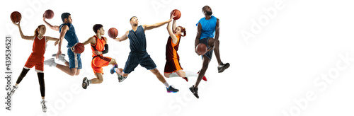 Collage of different professional sportsmen, fit people in action and motion isolated on white background. Flyer. Concept of sport, achievements, competition, championship. © master1305