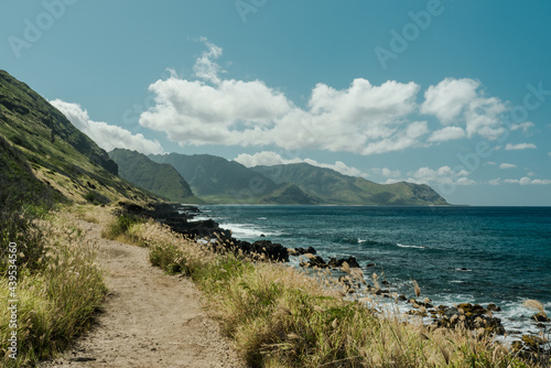 Kaena ponit trail, Oahu, Hawaii. Coastline scenery photo