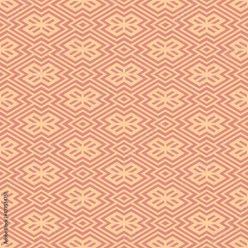 Japanese Geometric Flower Tile Vector Seamless Pattern