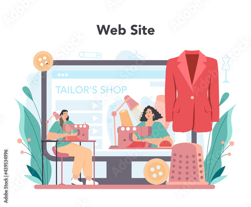 Tailor online service or platform. Fashion designer sewing
