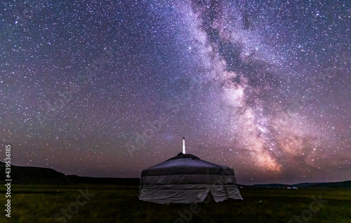 mongolian ger under a milkyway