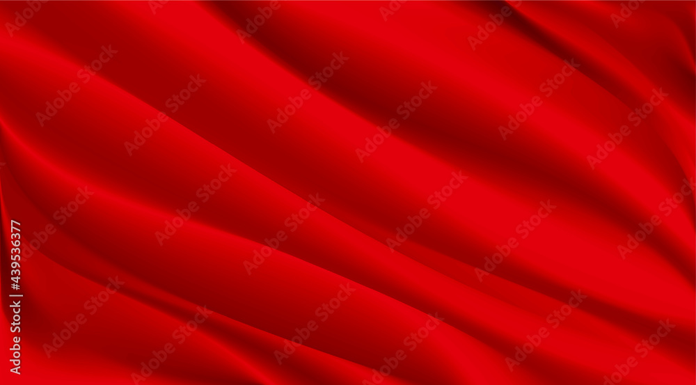 The luxury of red fabric texture background.Closeup of rippled silk fabric.Abstract  white cloth or liquid wave  vector background.Cloth soft wave. Creases of satin, silk, and cotton.