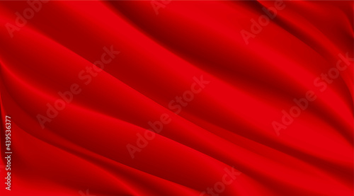 The luxury of red fabric texture background.Closeup of rippled silk fabric.Abstract white cloth or liquid wave vector background.Cloth soft wave. Creases of satin, silk, and cotton.