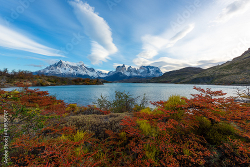 Stunning natural scenery.Torres del Paine National Park. glaciers, lakes, and rivers in southern Chilean Patagonia.