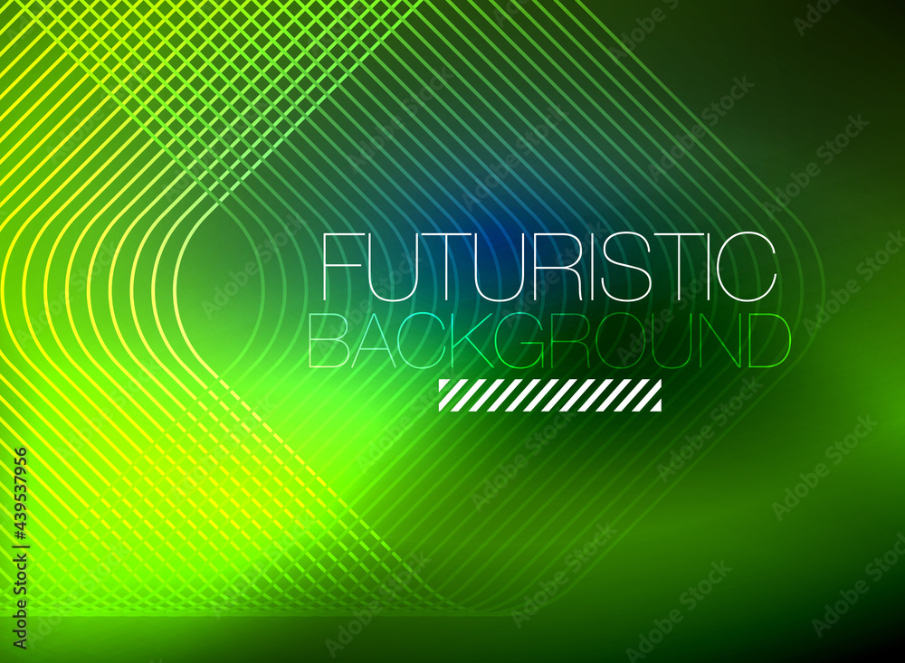 Obraz premium Neon color square shape lines abstract background. Shiny magic energy and motion concept, vector abstract wallpaper background