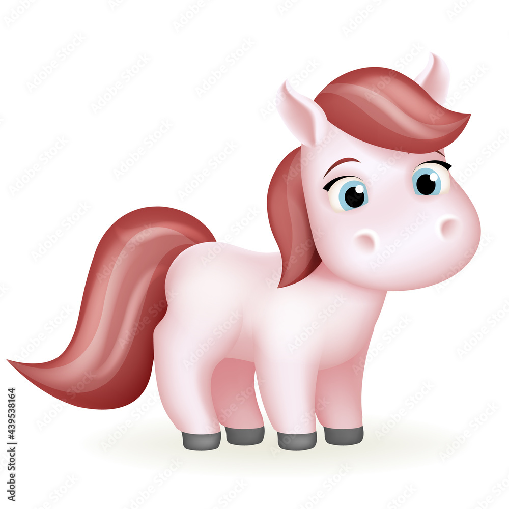 Pony animal cute horse cartoon girl beautiful isolated 3d design vector illustration