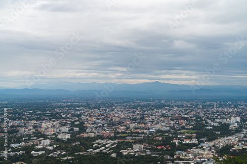 Chiang Mai city view in the morning from mountain view point , Thailand