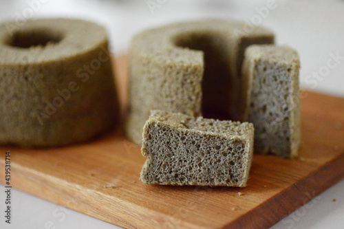 Delicious cake made at home, in a simple and comfortable home photo