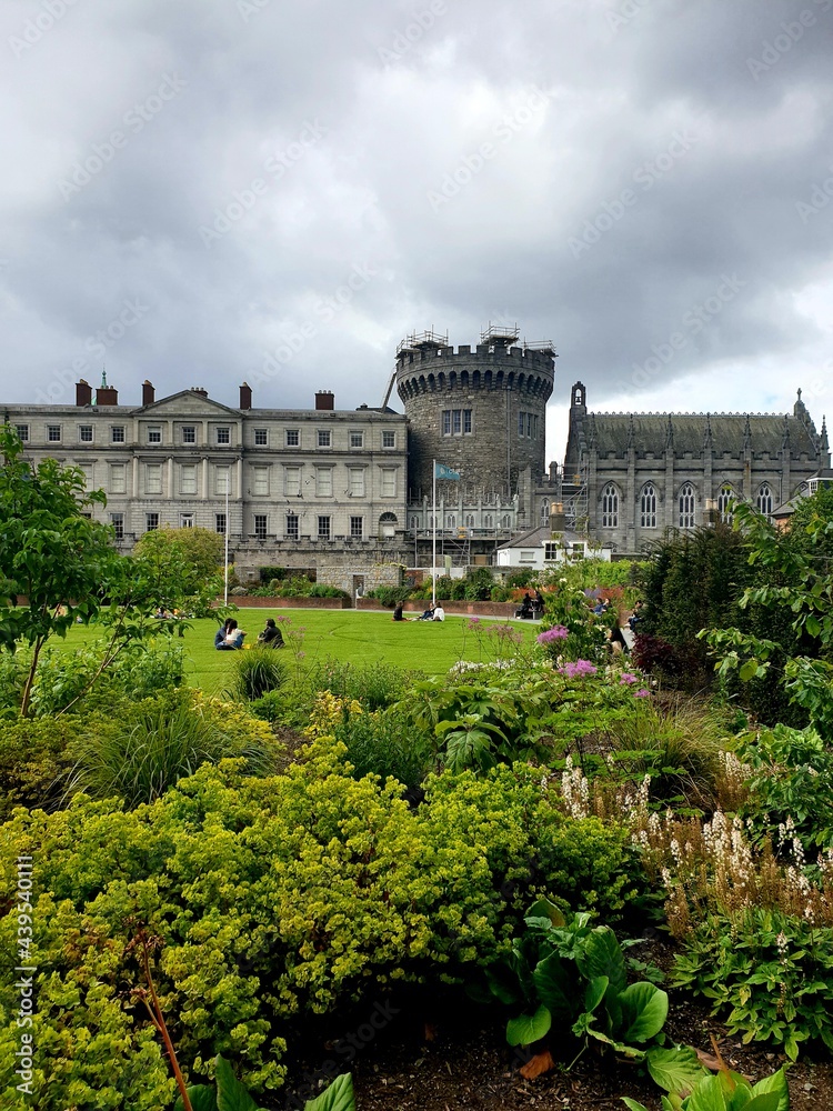 View of the Dublin Castle during coronavirus pandemic.
