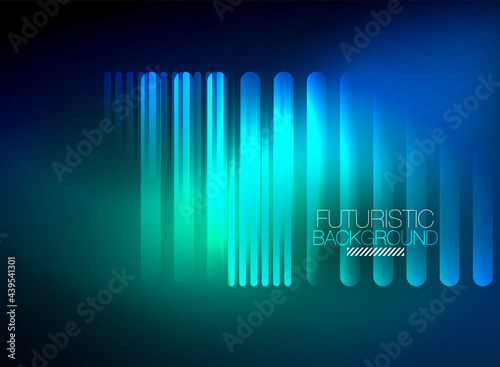 Bright neon color techno abstract background  shiny glowing neon lines in the dark background