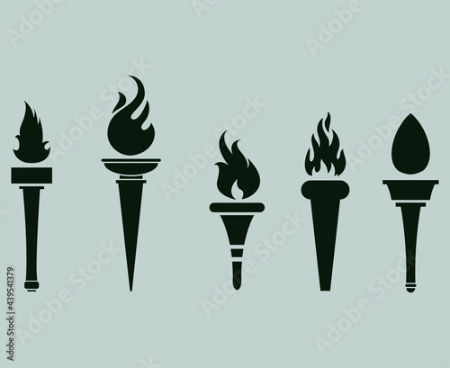 Green torch Collection Flaming on Gray Background illustration abstract design © belkas
