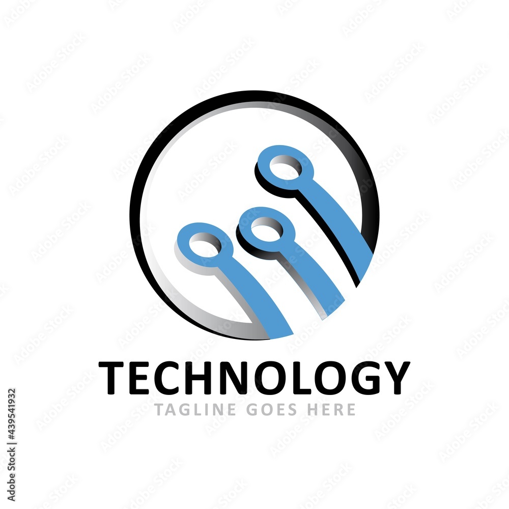 Set of abstract digital technology logo.